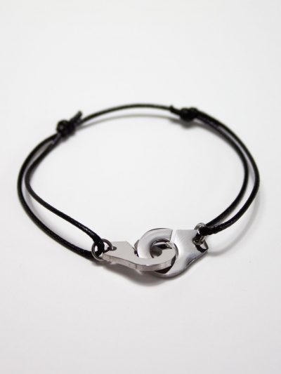 bracelet menottes noir acier