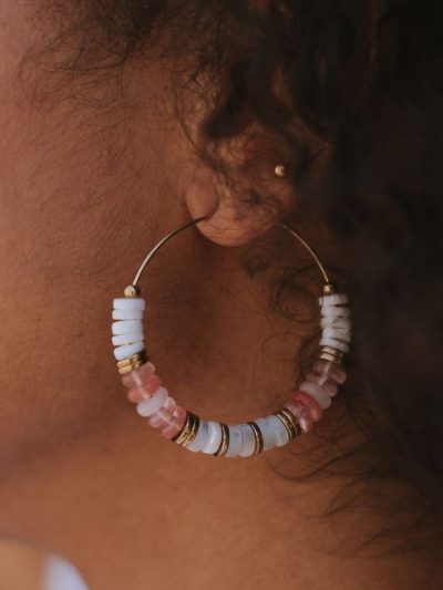 Boucles d'oreilles avec pierre naturelle lilo rose