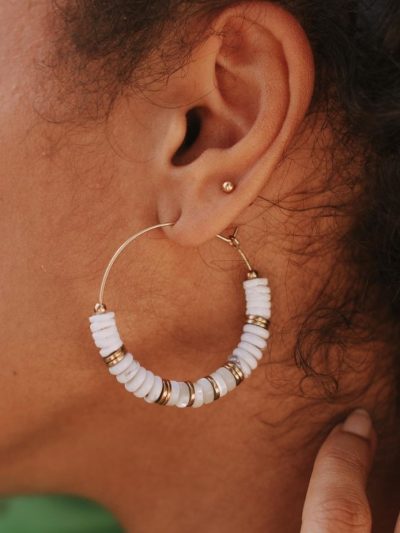lilo boucles d'oreilles perles blanches