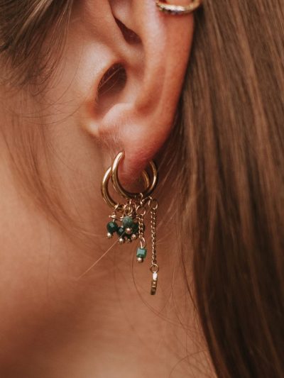boucles d'oreilles pierre verte