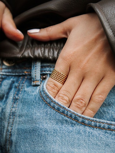bague acier inoxydable doré