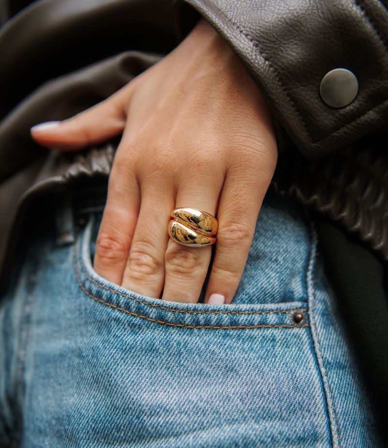 Grosse bague plaqué or femme