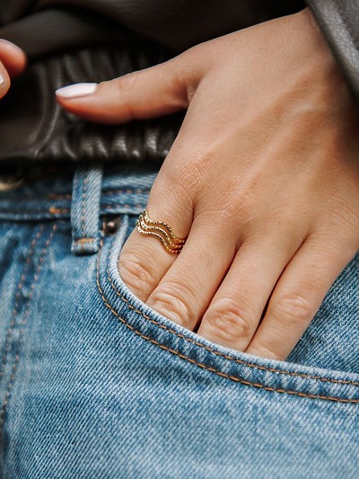 bague en acier inoxydable dore