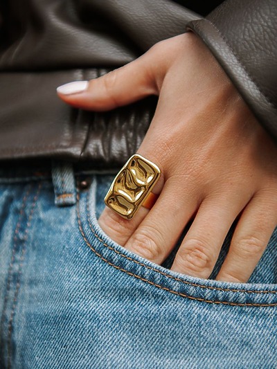 bague en acier inoxydable doré