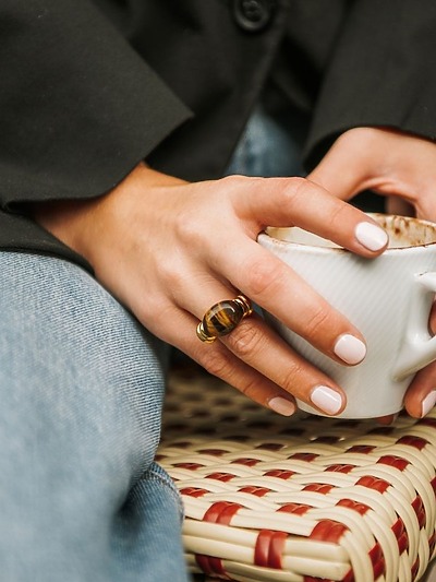 Bague acier doré femme