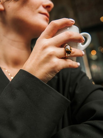 Bague acier doré femme