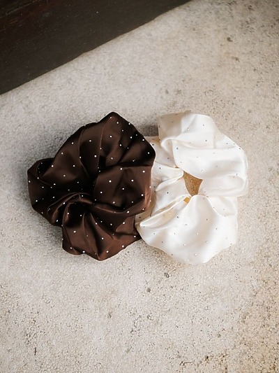 Élastique cheveux femme​​ blanc et marron