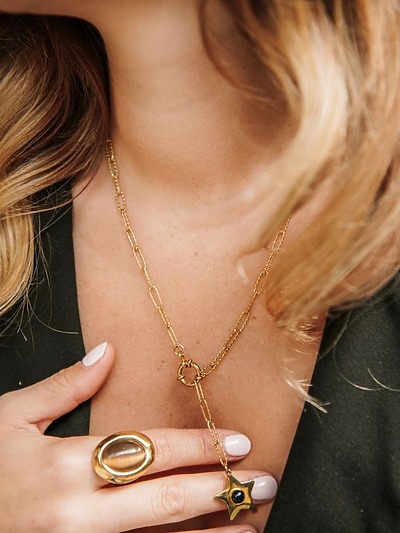 Collier acier doré