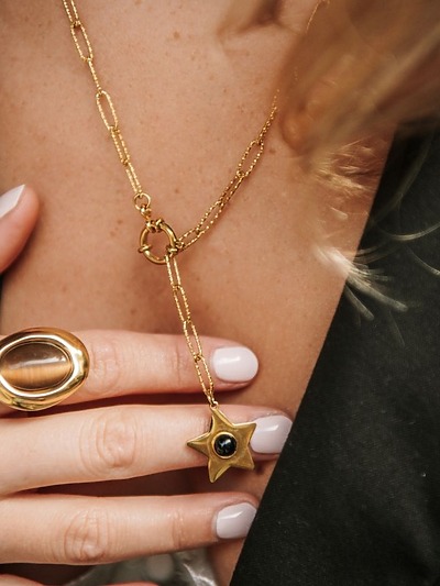 Collier acier doré