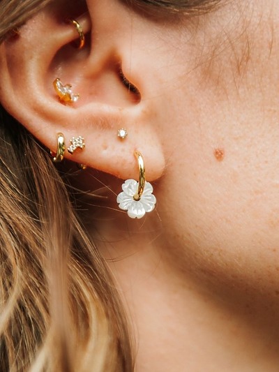 Boucles d'oreilles fleur en perles