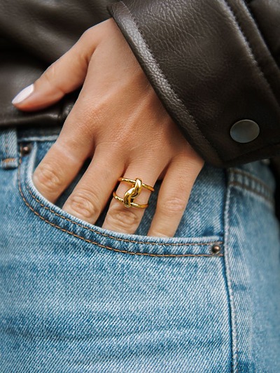 Bague en acier doré