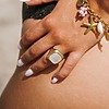 Bague acier inoxydable doré femme avec pierre blanche