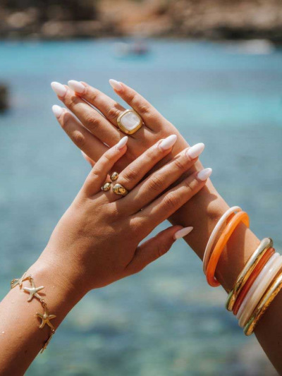 Bague acier inoxydable doré femme
