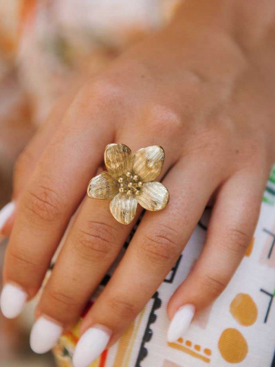 Bague fleur dorée