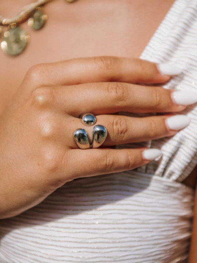 Bague femme acier doré