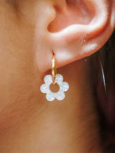 Boucle d'oreille créole fleur