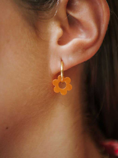 Boucle d'oreille créole fleur