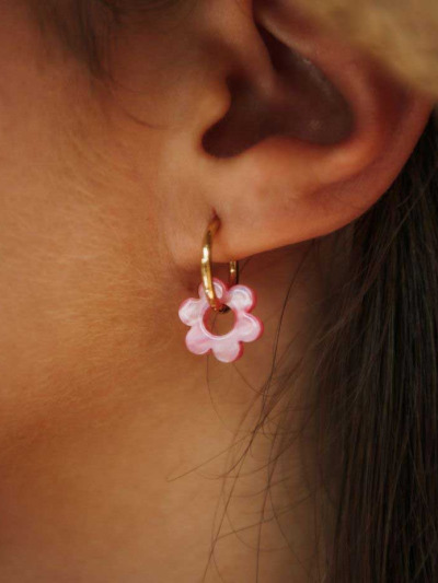 Boucle d'oreille créole fleur