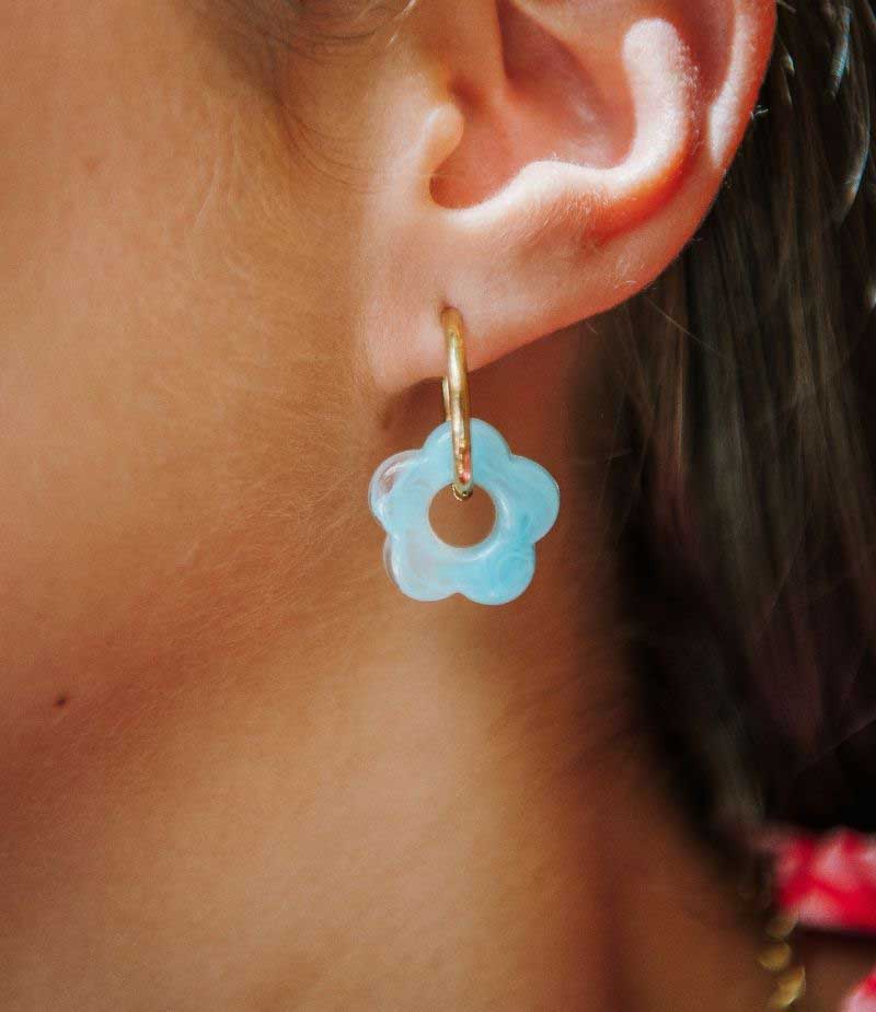 Boucles d'oreilles fleur résine