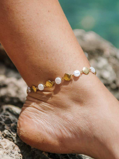 Chaine de cheville acier inoxydable doré​