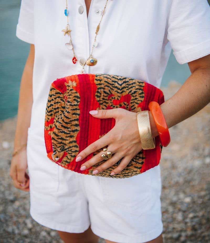 Pochette rouge tigre​