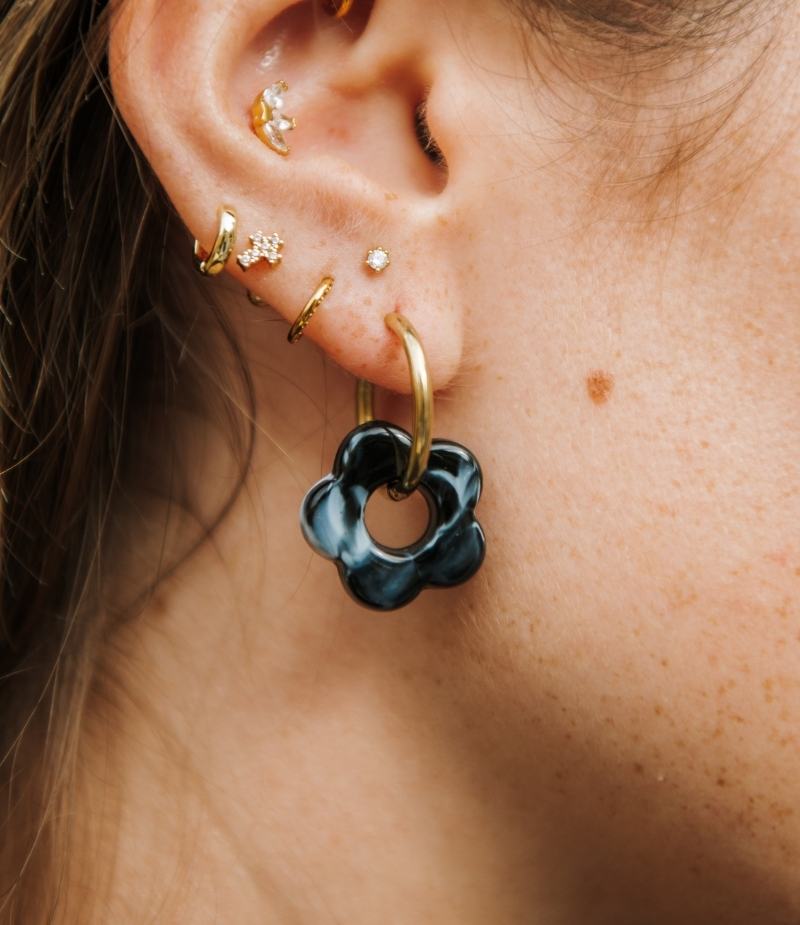 Boucles d'oreilles fleur résine