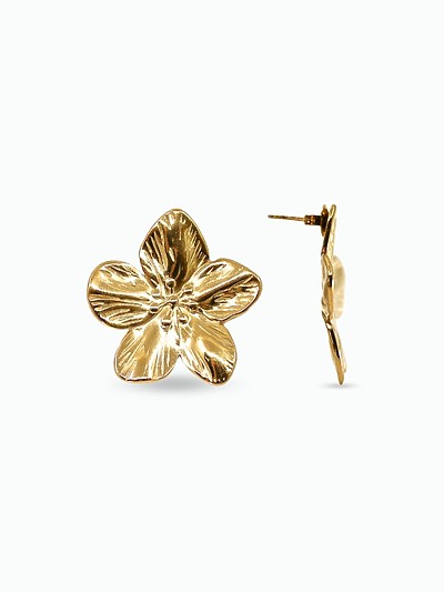 Boucle d'oreille pensée​ acier doré