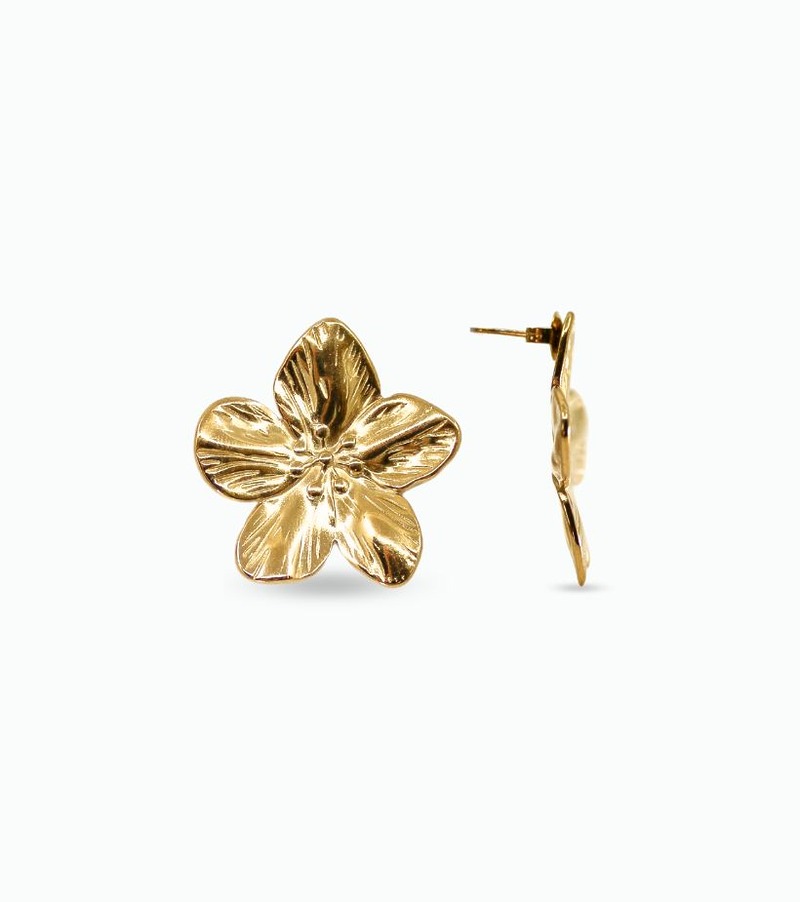 Boucle d'oreille pensée​ acier doré