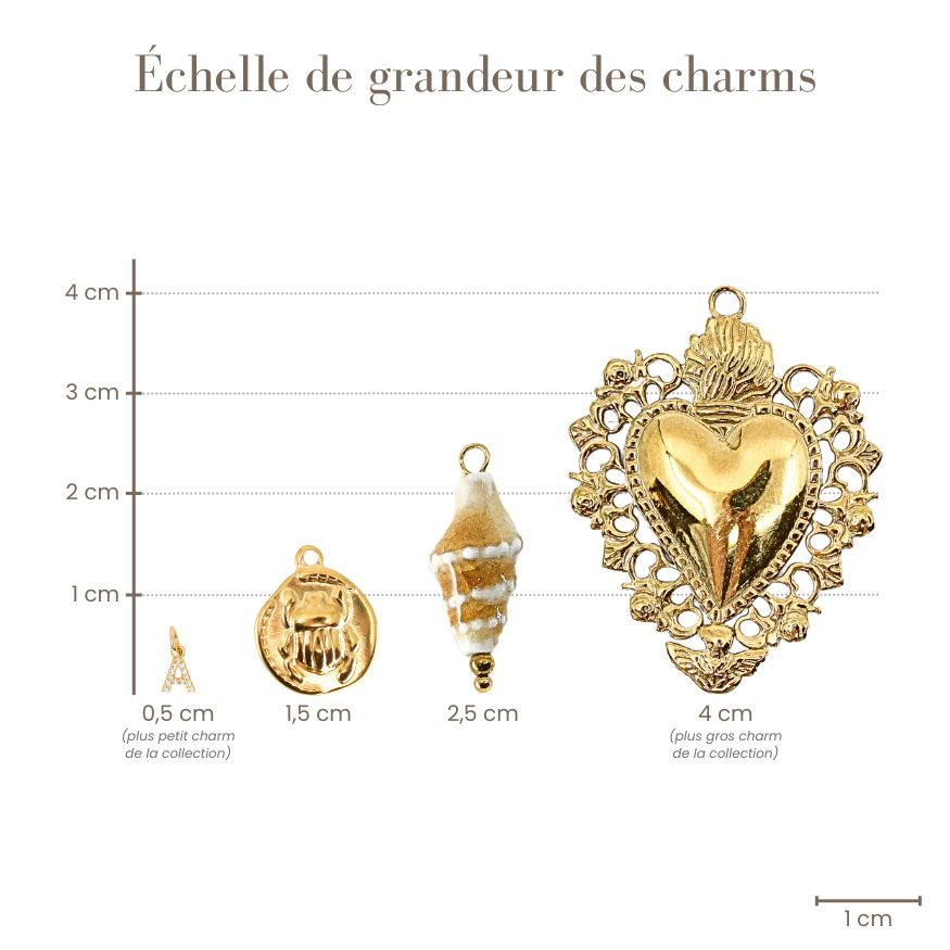 échelle de grandeur charms bijoux cailloux