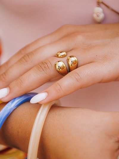 Bague femme acier doré