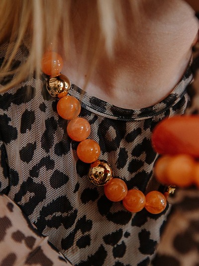 Collier grosses perles orange