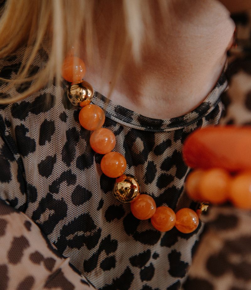 Collier grosses perles orange