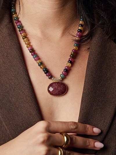 Collier perles colorées