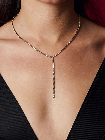 Collier cravate strass