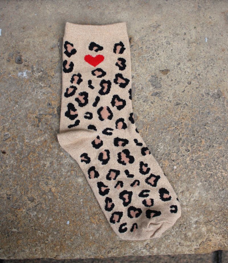 Chaussette Léopard message cœur