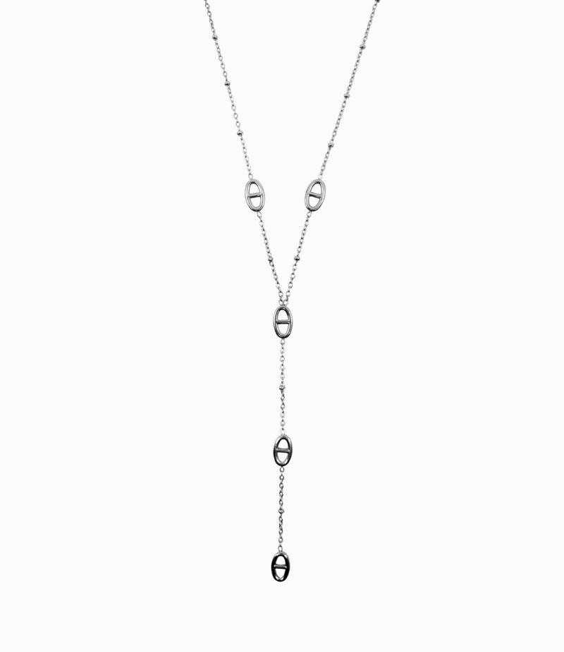 Collier cravate maille marine acier