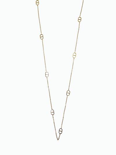 Sautoir long femme tendance acier doré