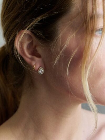 Boucle d'oreille puce strass