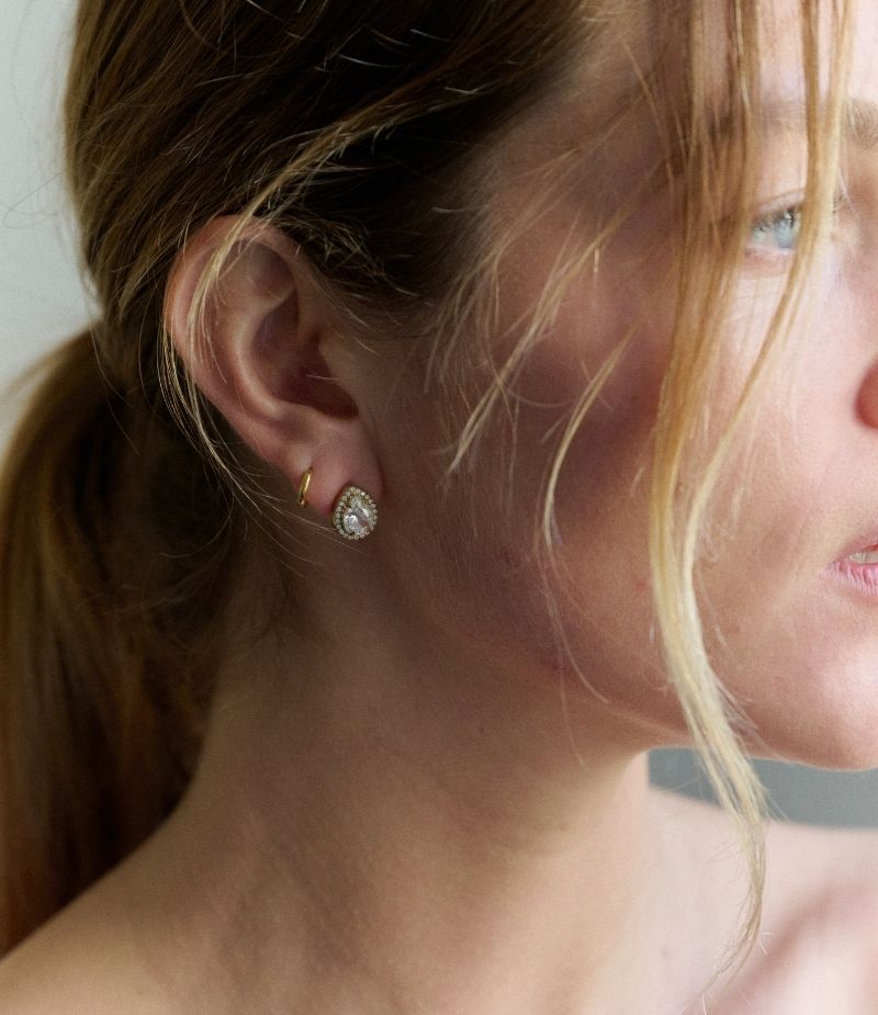 Boucle d'oreille puce strass