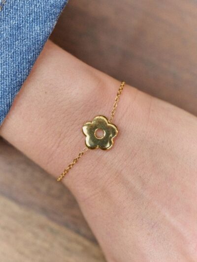 Bracelet fleur acier inoxydable​