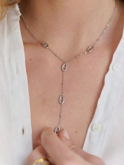 Collier cravate maille marine