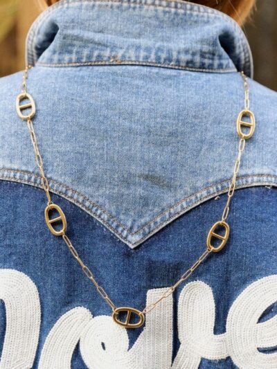 Sautoir maille marine