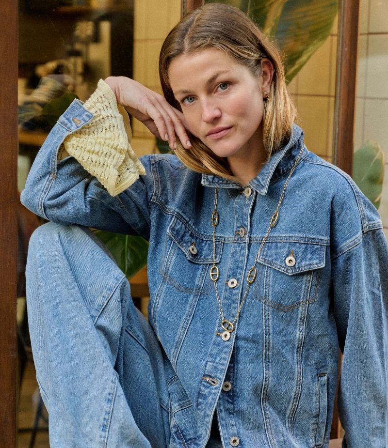 Sautoir maille marine