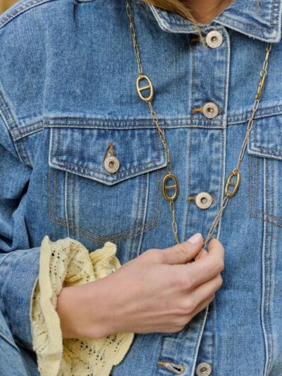 Sautoir maille marine