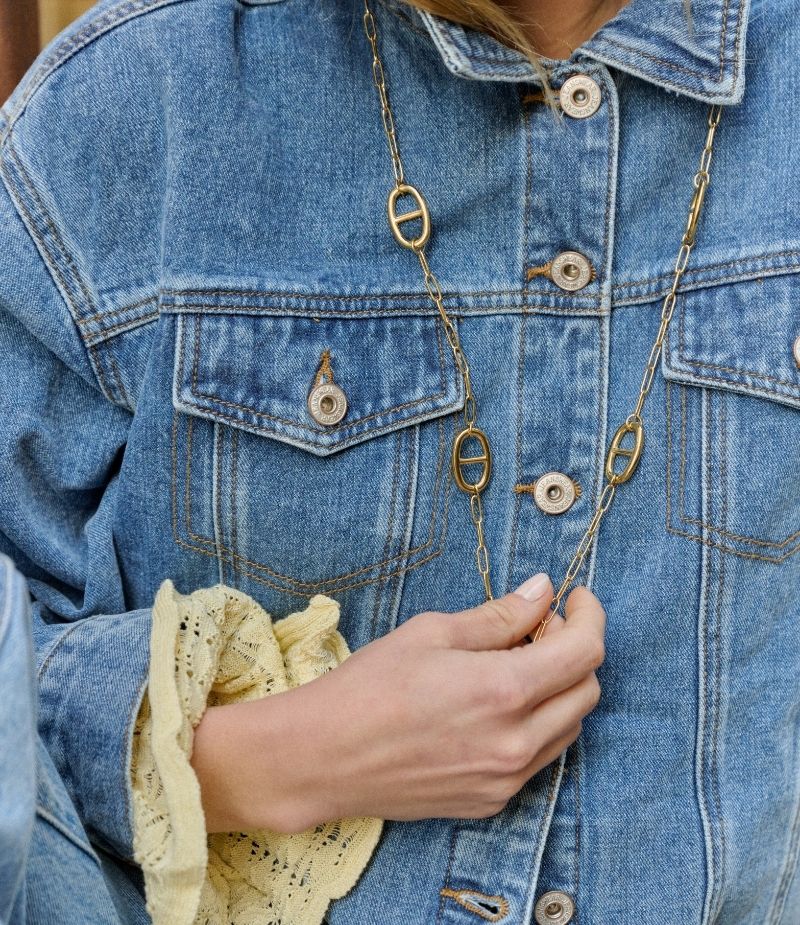 Sautoir maille marine