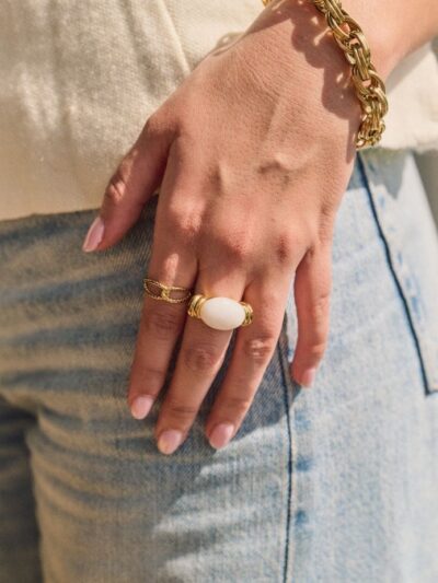 Bague acier doré femme