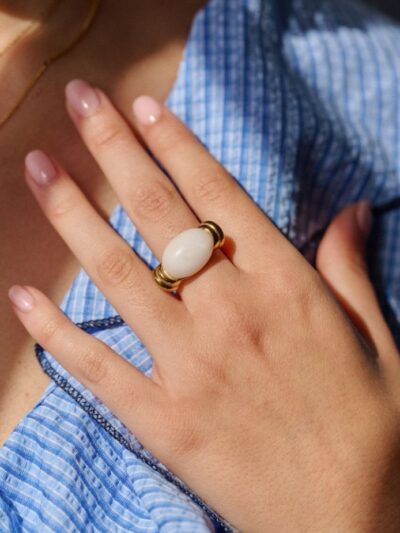 Bague acier doré femme