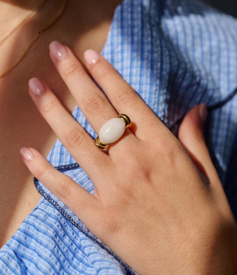 Bague acier doré femme