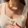 Gros collier doré femme