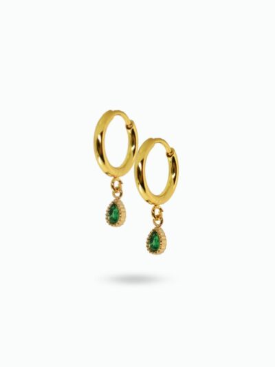 Mini créoles avec strass vert